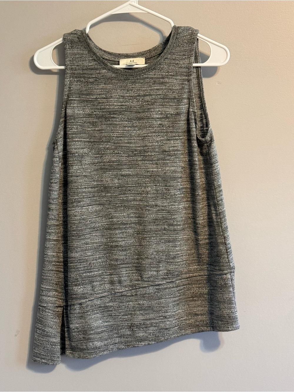 H by‎ Halston Gray Marled Sleeveless Knit Top Size Small Petite
